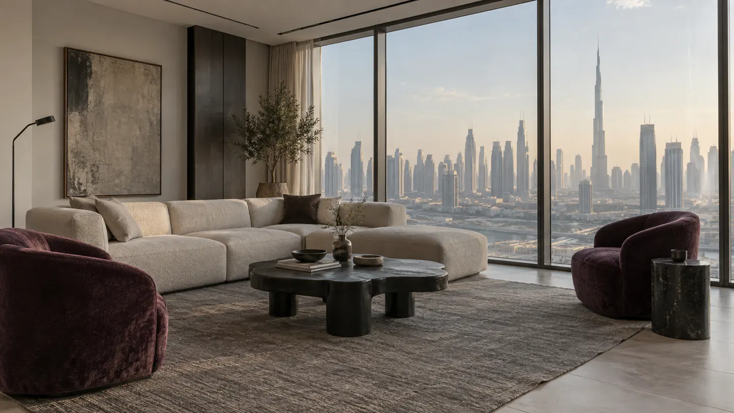 A restrained upper-floor scheme that keeps the attention on the view and the light.